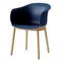 深藍色椅座+橡木椅腳