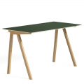 綠色 linoleum 桌面+橡木桌腳